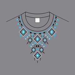 neck design embrodery style in grey colour flat background 01