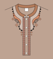 neck design embrodery style in sand colour flat background 01