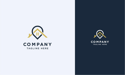 real estate logo, Home location with house and map marker logo Design, Minimalist Logos Designs Vector Illustration Template