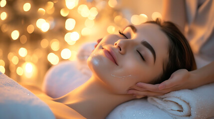 Young woman having a massage in a spa salon. Beauty treatment concept.
