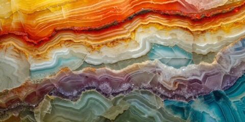 sliced crystal layers, with translucent, multicolored strata - obrazy, fototapety, plakaty