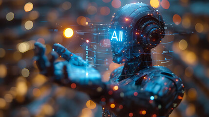 AI, Machine learning background, Science and artificial intelligence technology, innovation and futuristic generative AI
