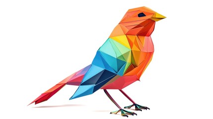 Obraz na płótnie Canvas Colorful Origami bird, Unique Paper Polygon Artwork, Ideal Pet Concept, Ai Generated