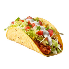 Mexican Taco isolated on transparent background, Generative ai