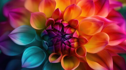 Close-up of a multi-colored flower with abundant petals, a stunning floral display, Ai Generated.