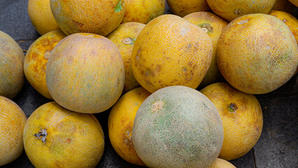 pile of melons, melons that are ripe and ready to eat