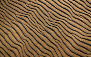 Sand dunes with a wind created pattern on the beach background