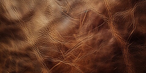 Aged leather texture, with deep browns and visible creases, giving a sense of vintage elegance and ruggedness - obrazy, fototapety, plakaty