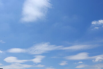 Small and soft cloud clear blue sky background.