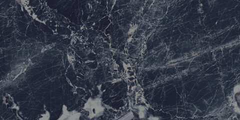 dark blue marble texture background, black marble background with white veins - 725311369