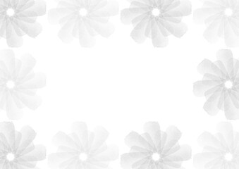 水彩の抽象的なモノクロの花で囲んだフレーム