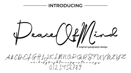 PeaceOfMind Font Stylish brush painted an uppercase vector letters, alphabet, typeface