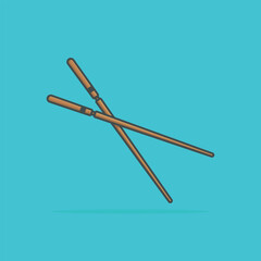 Chopstick cartoon vector icon illustration food object icon