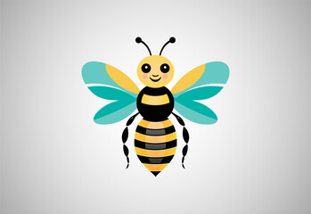 Honey bee illustration. Bee logo design vector template