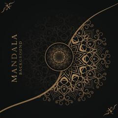 Seamless golden Mandala design template. Gold illustration decoration.