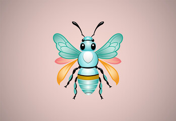 Honey bee illustration. Bee logo design vector template