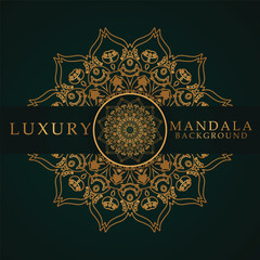 Seamless golden Mandala design template. Gold illustration decoration.