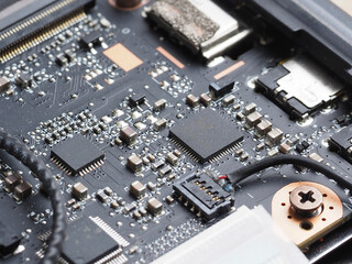 Details of the board in the internal space of the computer