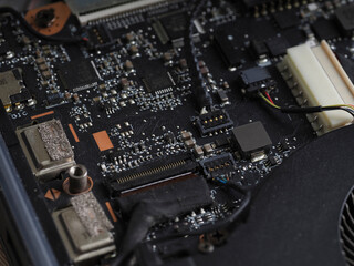 Details of the board in the internal space of the computer
