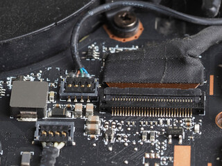 Details of the board in the internal space of the computer