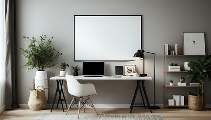Cozy oom, natural light, with empty on wall . 