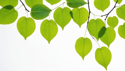 Nature’s Beauty: Green Leaves on White Background