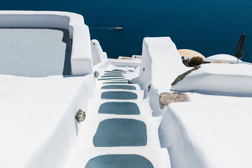 White architecture in Santorini island, Greece. Travel and vacation concept