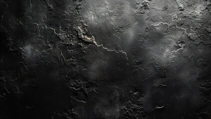 Modern and textured dark background featuring rough grunge surface with abstract pattern on black wall. Design incorporates elements of dirty concrete and stone artistic and vintage wallpaper