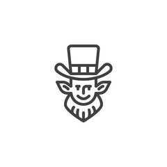 Leprechaun with beard and hat line icon