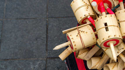 Gangsing bamboo, an old traditional Indonesian children's toy, is made from bamboo pieces made by local craftsmen