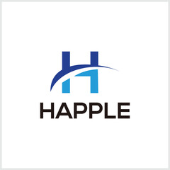 Creative H Letter Logo Design with Swoosh Icon Vector.