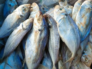 Fototapeta premium Salted fish is a dry processed food made from fish that is preserved by adding salt. This salted fish is often found in the market