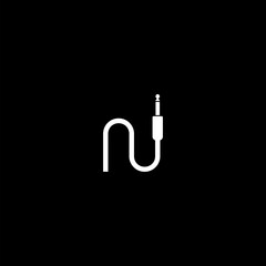  Wire cable audio jack icon isolated on dark background