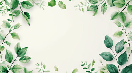 Elegant greenery on wedding invitation card template