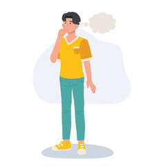 creative brainstorming concept. man thinking.  a contemplative person