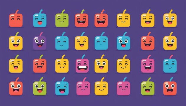 Graphic Design of Different Character Emoticons in Vector Art