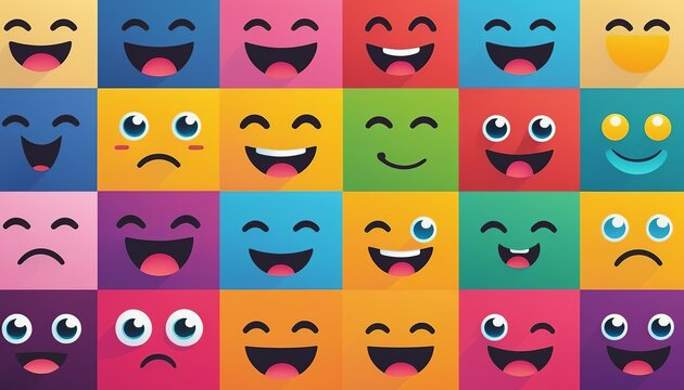 Colorful Square Emoticons: A Modern Vector Illustration