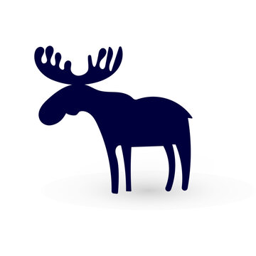 beautiful elk silhouette of a moose isolated on white background for design tasks typography design vector illustration