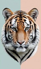 Obraz premium Fantasy Illustration of a wild animal tiger. Digital art style wallpaper background.