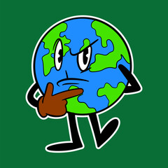 Earth planet mascot cartoon illustration 