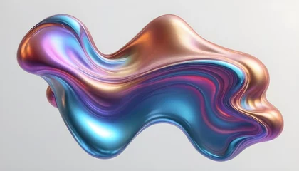Fototapeten Fluid smooth abstract metallic holographic colored shape background © BACKART