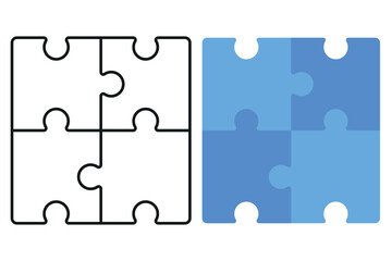 Puzzles outline and flat