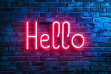 Neon sign saying Hello