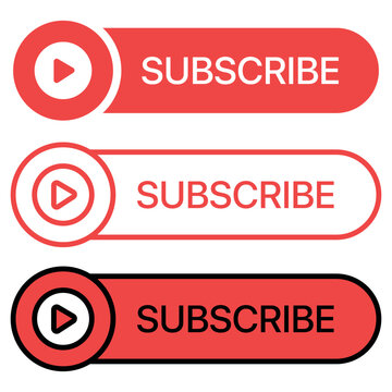 Set of subscribe buttons outline flat