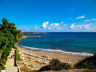 Coral Bay on Cyprus. Touristic atraction.