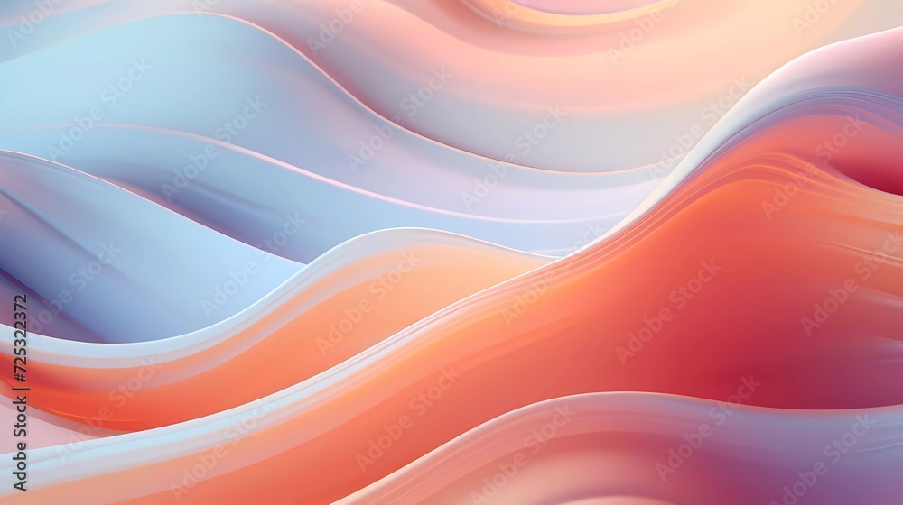 Wall mural 3d abstract background with wavy light colors. generative ai