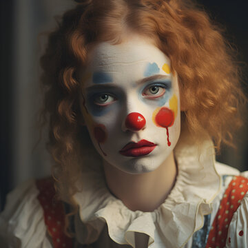 Sad clown woman 