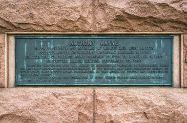 General Anthony Wayne Monument at Valley Forge National Historical Park, Revolutionary War encampment, northwest of Philadelphia, in Pennsylvania, USA