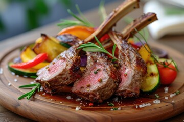 Grilled rack of lamb with Sauté vegetables
