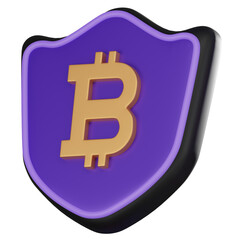 Secure cryptocurrency bitcoin icon 3D render
